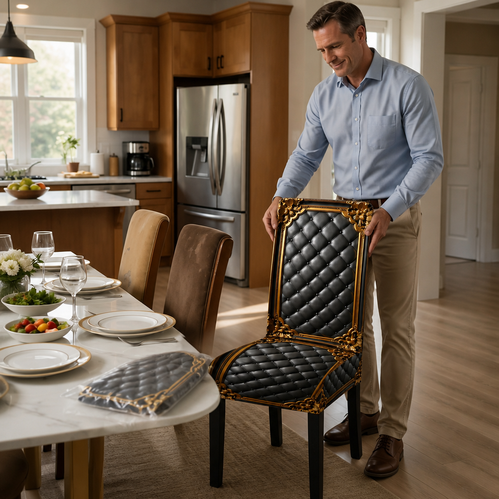 Chairistocrat – Baroque Print Stretch Dining Chair Cover
