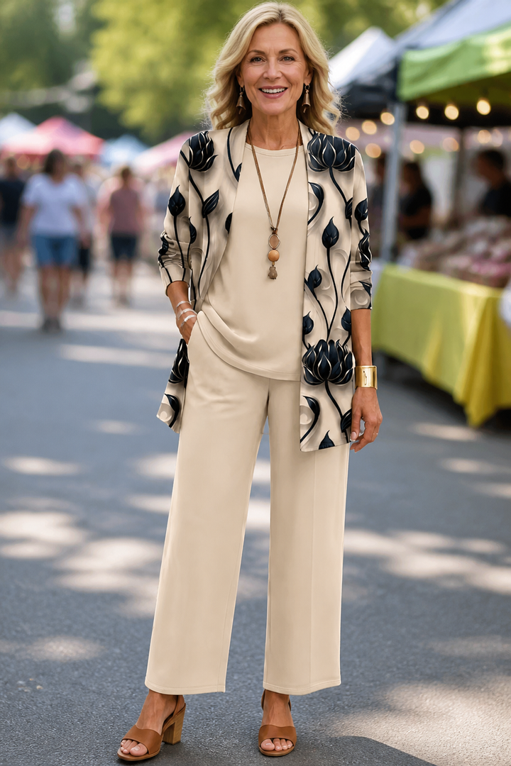 Wearbella – Printed Three-Piece Top And Pants Set