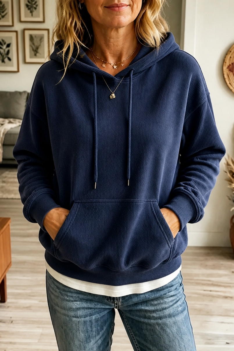 Corduvie – Ribbed Corduroy-Look Hoodie With Pockets