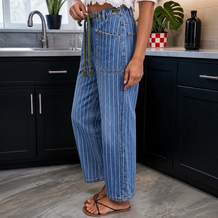 Lunaline – Vertical Stripe Stretch Denim Jeans