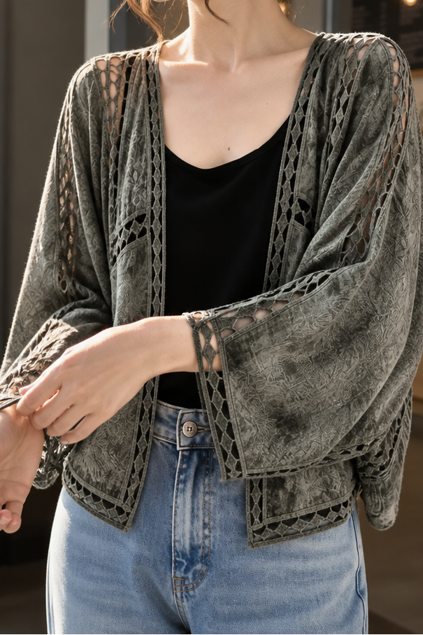 Lunaveil – Openwork Lace Oversized Cardigan