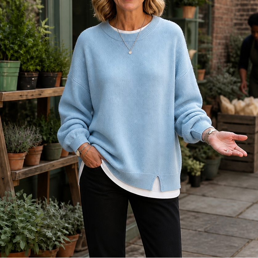 Layerlyn – Contrast Trim Layered-Look Sweater