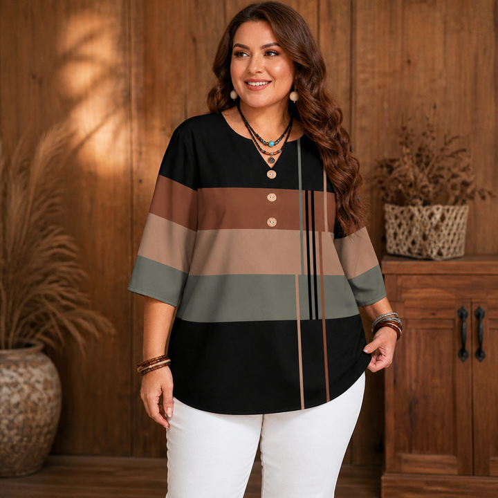 Wearbella – Colorblock Curved-Hem Relaxed Top