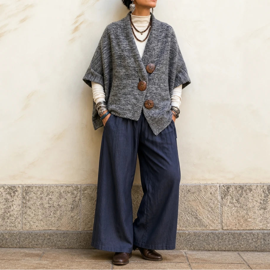Moravelle – Oversized Button-Front Relaxed Knit Cardigan