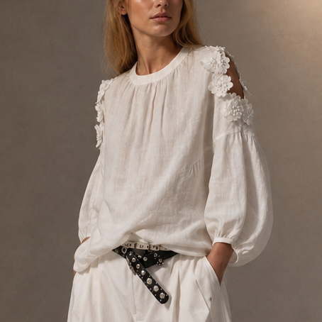 Florenza – 3D Floral Cold-Shoulder Blouse
