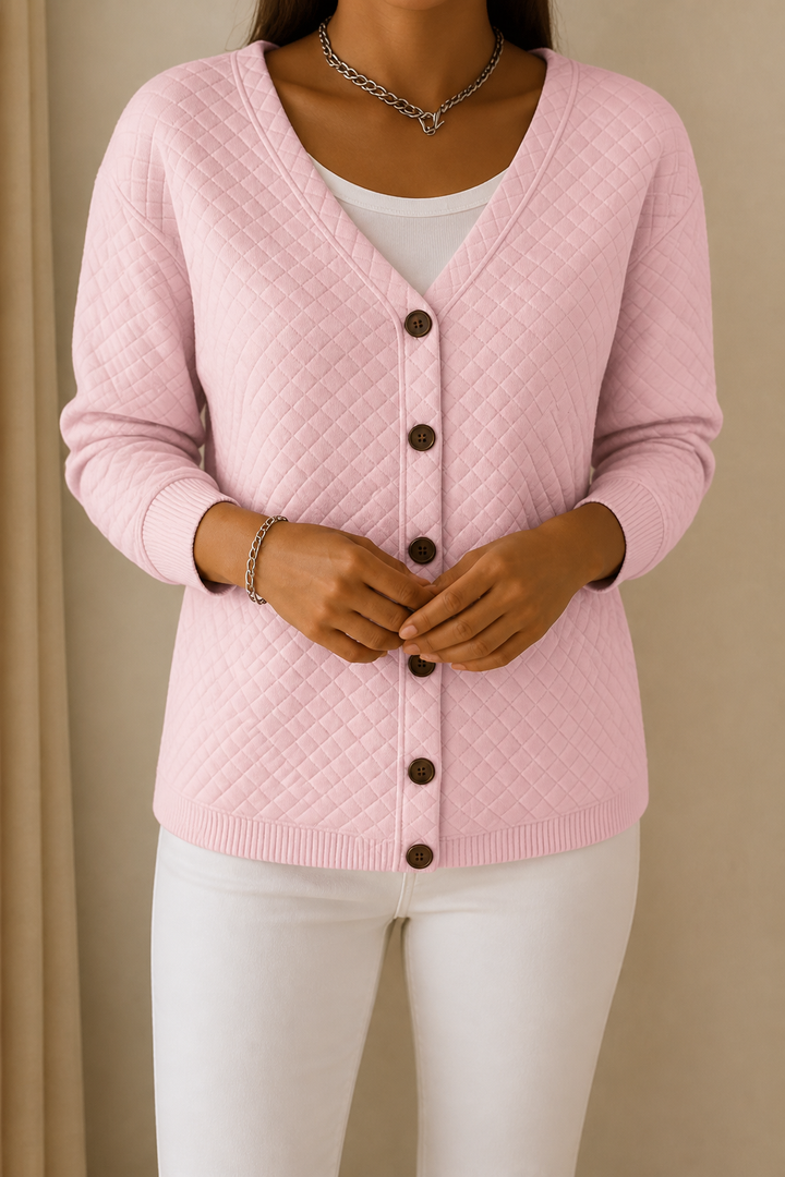 Holdwell – Diamond Quilted Open-Front Cardigan