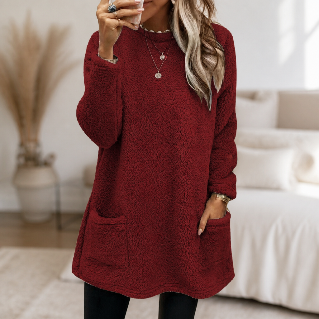 Coreheat – Brushed Fleece-Lined Longline Tunic Top