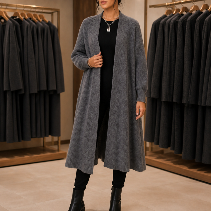 Ribbella – Ribbed Knit Longline Cardigan