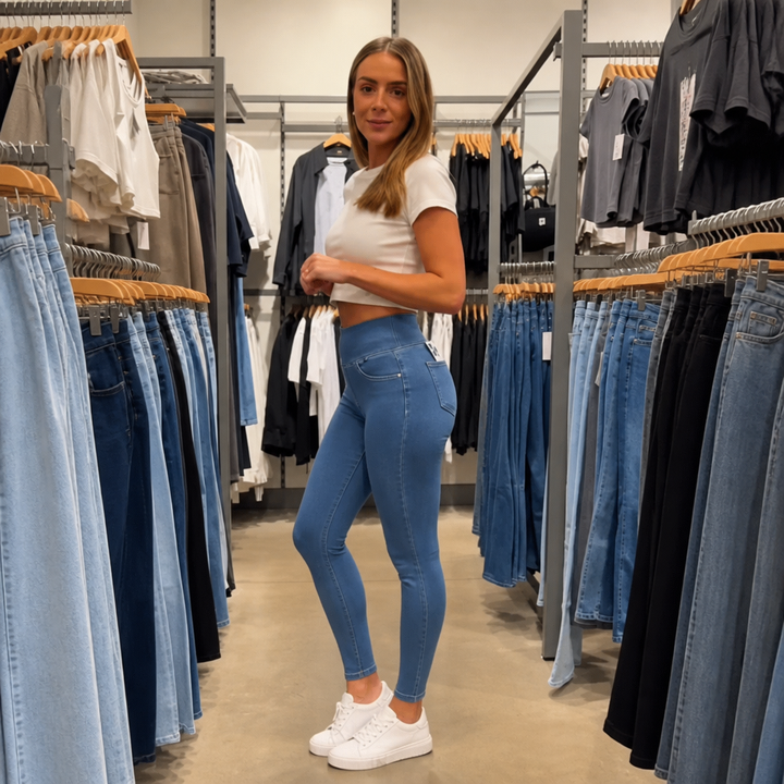 Wearbella – High-Waisted Denim-Look Jeggings