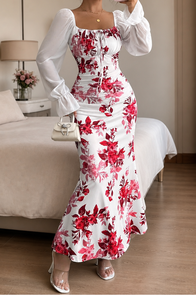 Wearbella – Floral Tie-Front Mermaid Maxi Dress