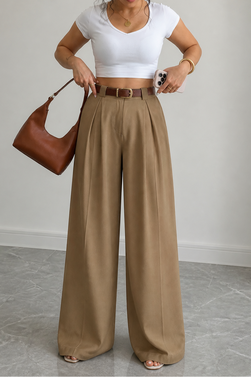 Longline – Deep Pleat Wide-Leg Trousers