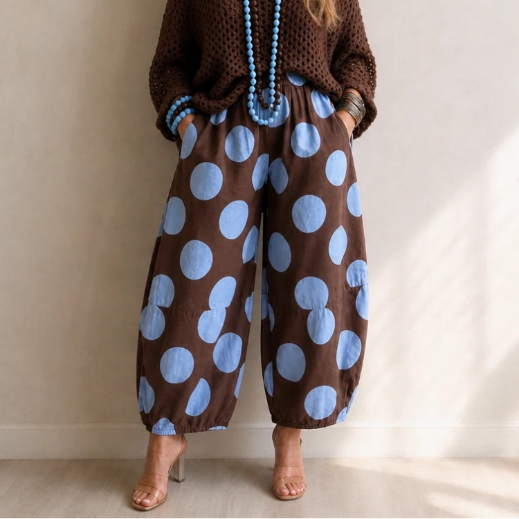 Dotarra – Polka Dot Wide-Leg Balloon Trousers