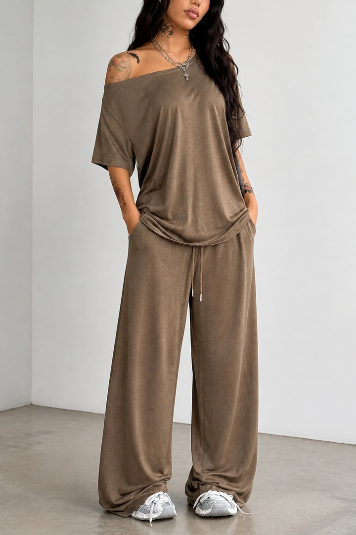 Wearbella – Off-Shoulder Wide-Leg Two-Piece Set