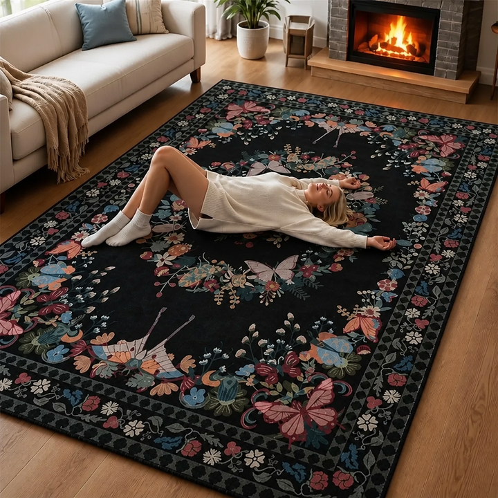 Florenza – Floral Butterfly Print Area Rug