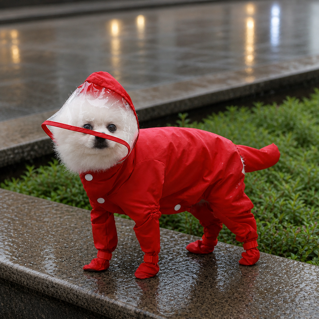 RainPaw – Hooded Four-Leg Dog Rain Suit