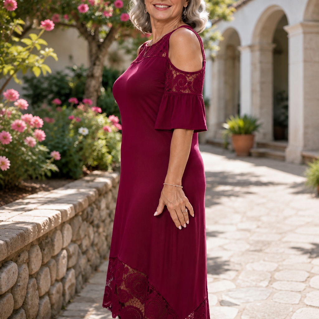 Wearbella – Off-Shoulder Lace Hem Midi Dress