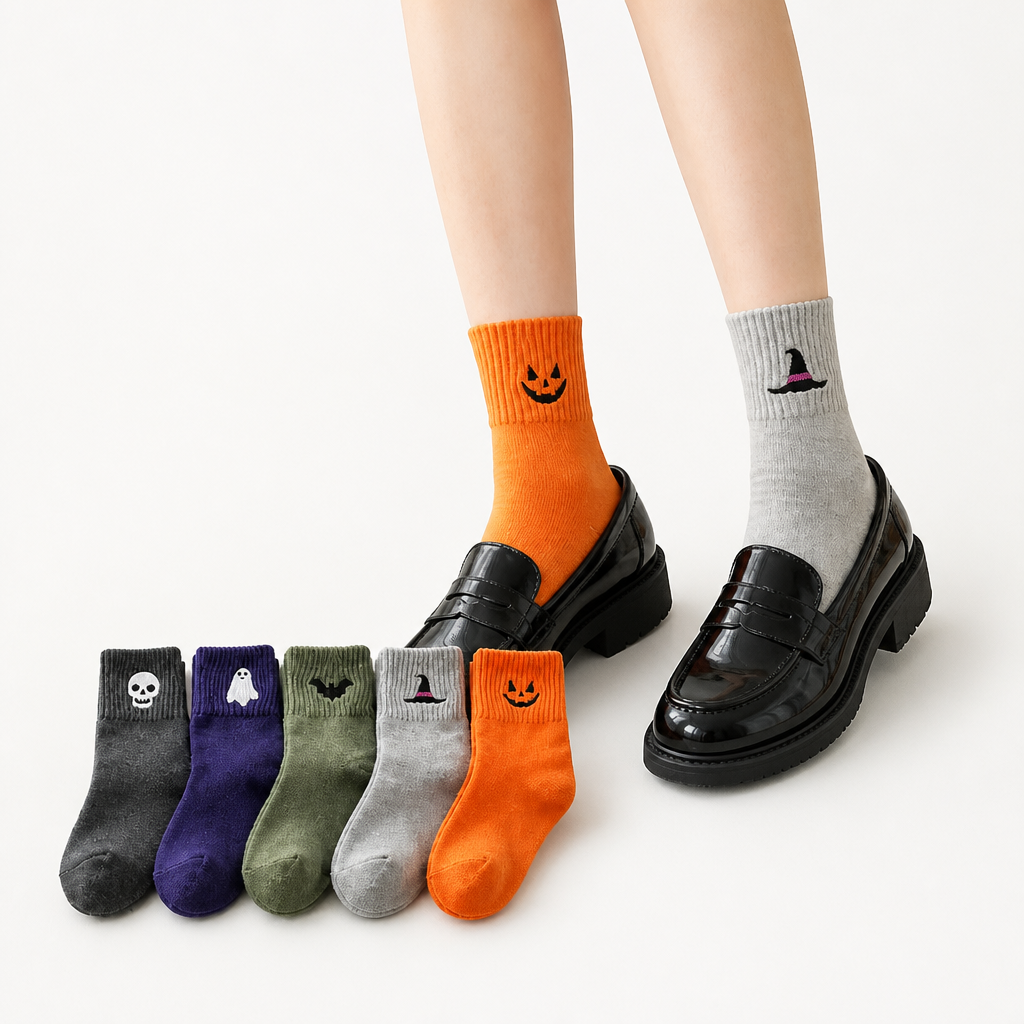 Cuffette – Embroidered Non-Slip Halloween Crew Socks