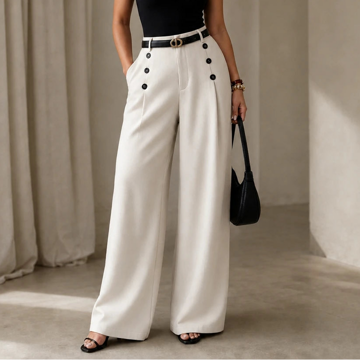 Veloura – High-Waisted Pleated Wide-Leg Trousers