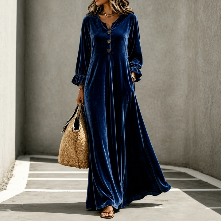 Veloura – Ruffled Sleeve Maxi Dress
