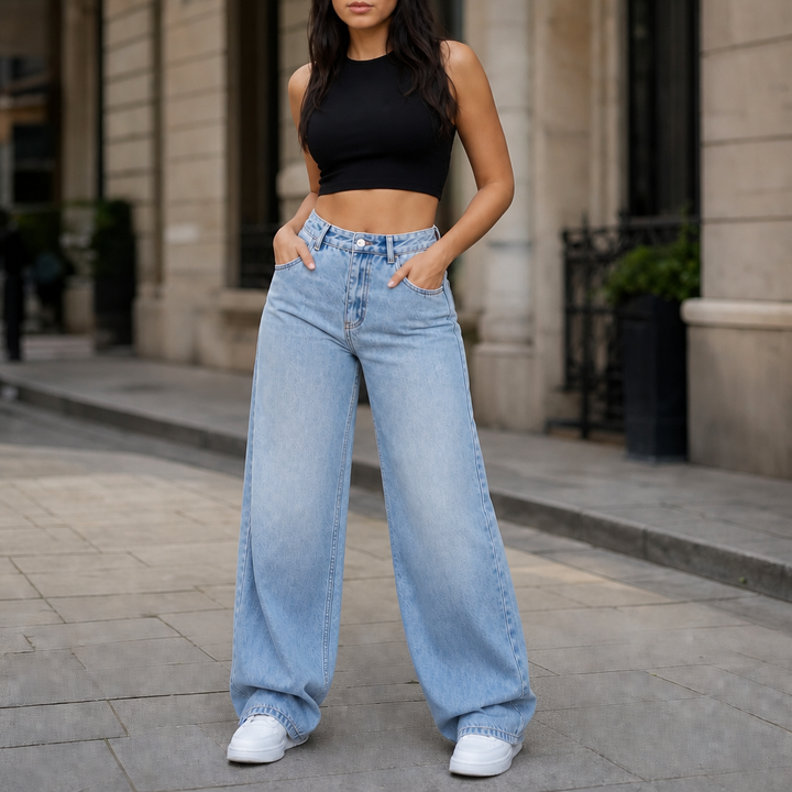 Vela Denim – High-Rise Relaxed Straight-Leg Jeans