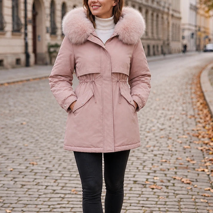 Plushora – Plush Hooded Mid-Length Parka