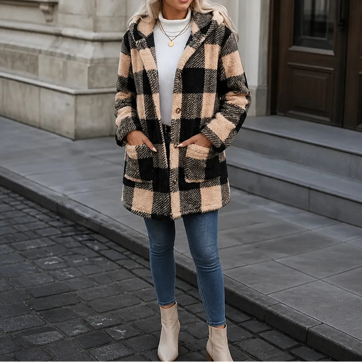PlaidHaven – Buffalo Plaid Hooded Fleece Coat