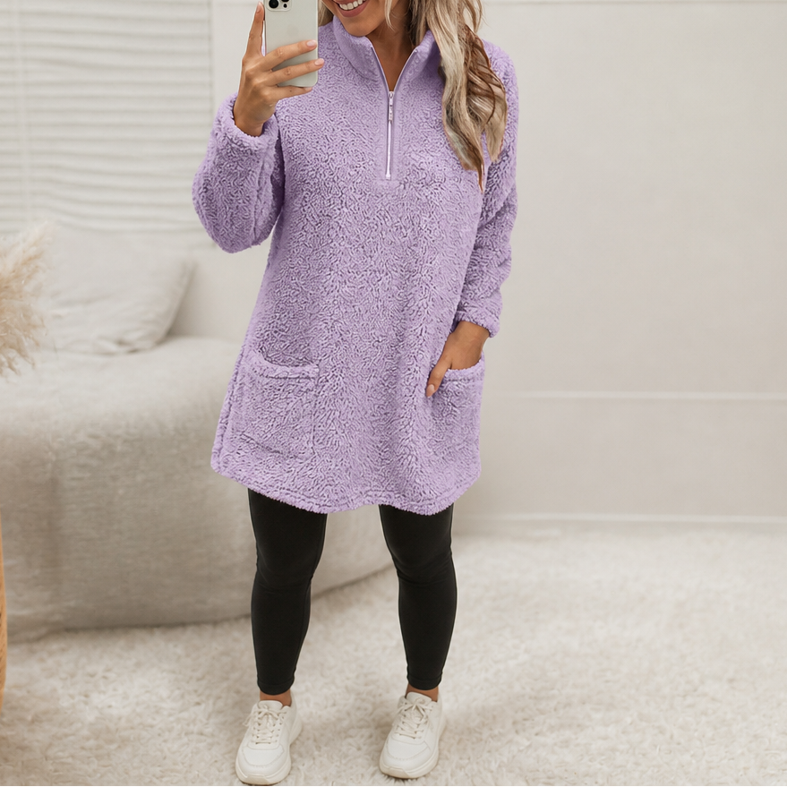 Wearlyn – Longline Half-Zip Sherpa Fleece Pullover