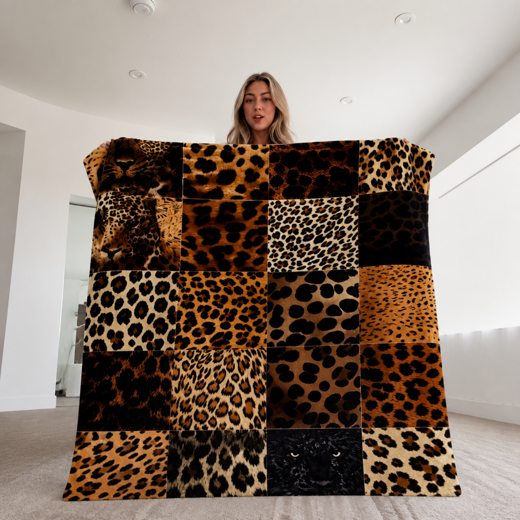 Purrfecto – Leopard Print Polyester Throw Blanket