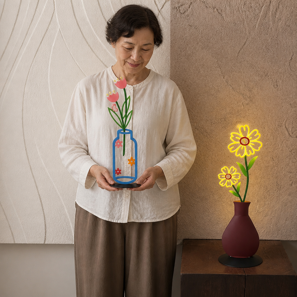 Florenza – Flat Metal Flower Vase Ornament