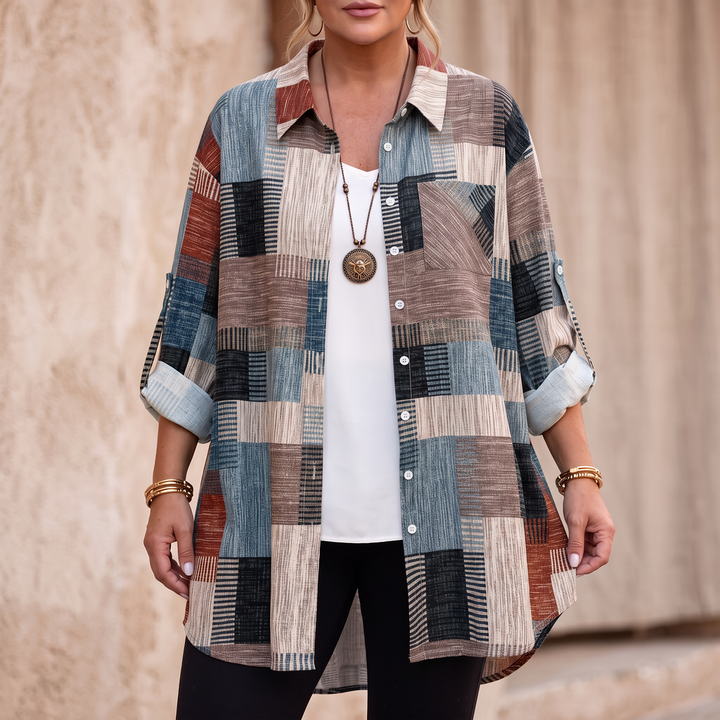 Plaidwell – Colorful Patchwork Plaid Button-Up Shirt