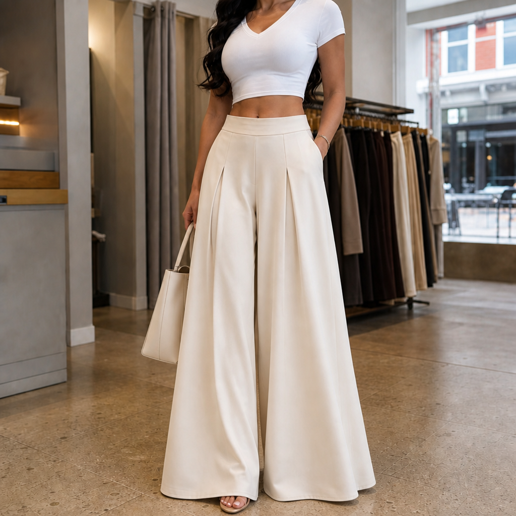 Velaform – High-Waisted Pleated Wide-Leg Trousers
