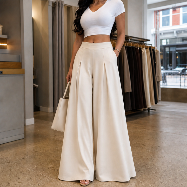 Velaform – High-Waisted Pleated Wide-Leg Trousers