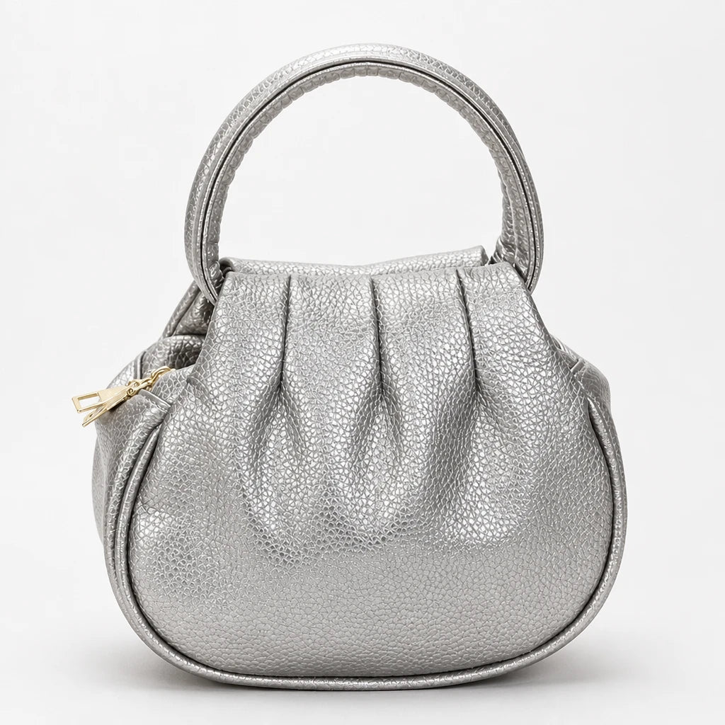 Pleatelle – Pleated Mini Handbag With Round Handles