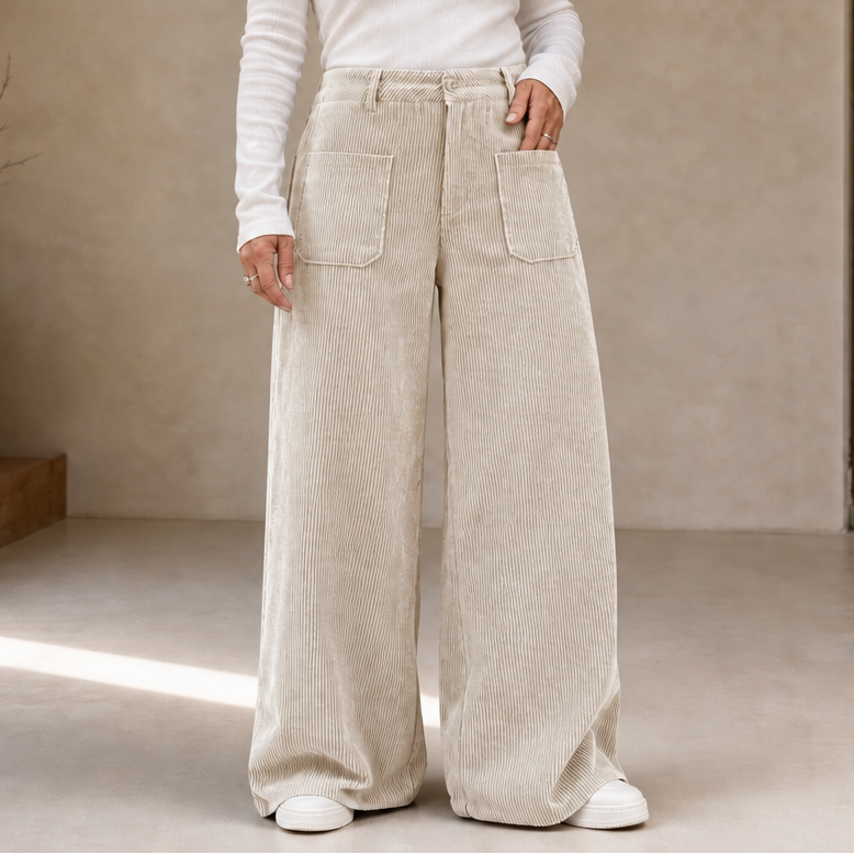 Wovella – Stretch Corduroy-Look Wide-Leg Trousers