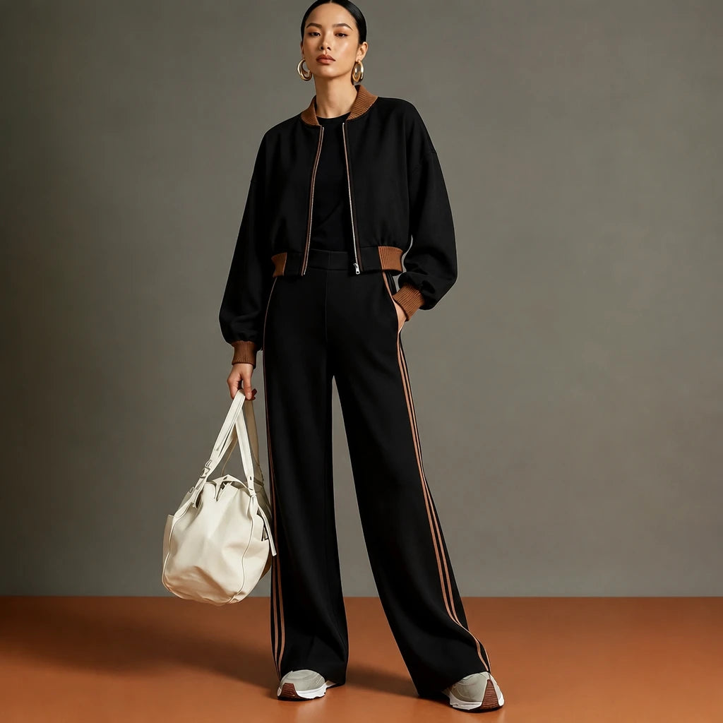 Set Theory – Bomber Jacket And Wide-Leg Pants Set