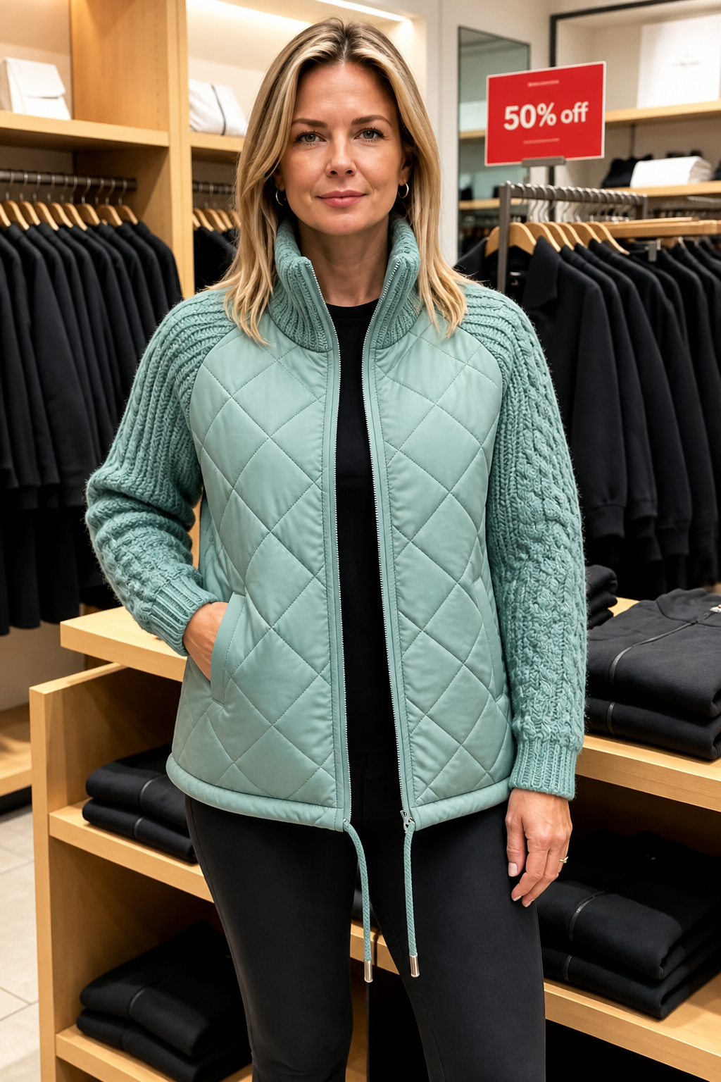 Knitpuff – Knit-Panel Quilted Patchwork Puffer Jacket