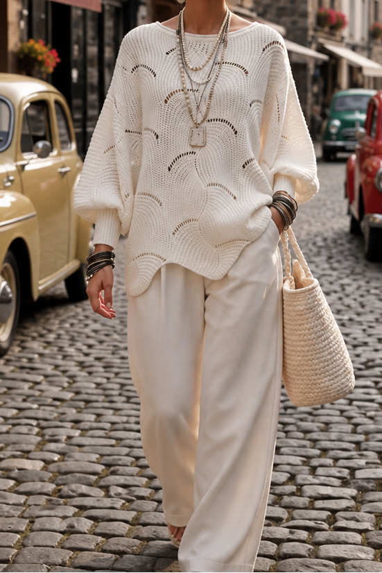 Wearbella – Hollow Wave Batwing Sleeve Sweater