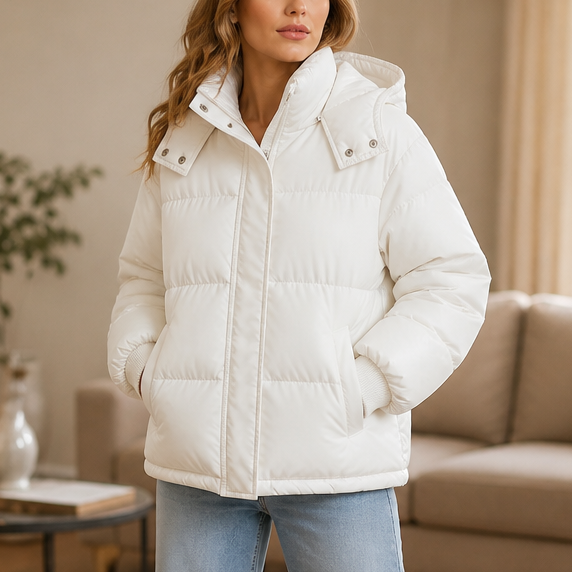 Veluna – Cropped Hooded Puffer Jacket