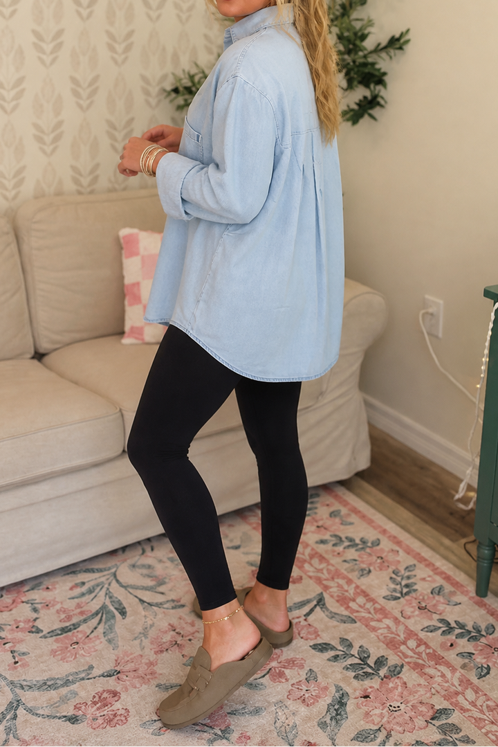 Wearbella – Oversized Soft Chambray Denim Shirt
