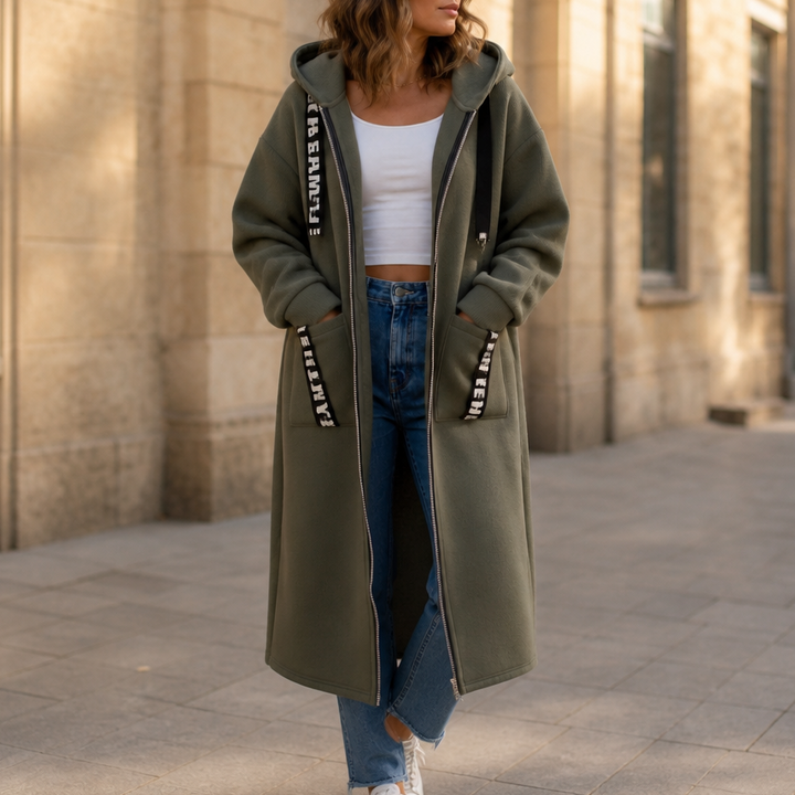 Everlyne – Alphabet Patchwork Zip-Up Hooded Jacket