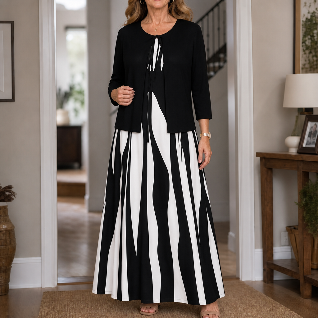 Linea Grace – Geometric Print Jacket And Maxi Dress Set