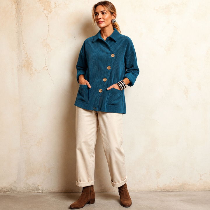 Corfield – Diagonal Button Ribbed Corduroy Shacket