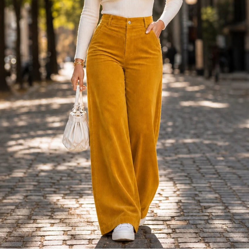 Cordelia – High-Waisted Wide-Leg Corduroy Trousers