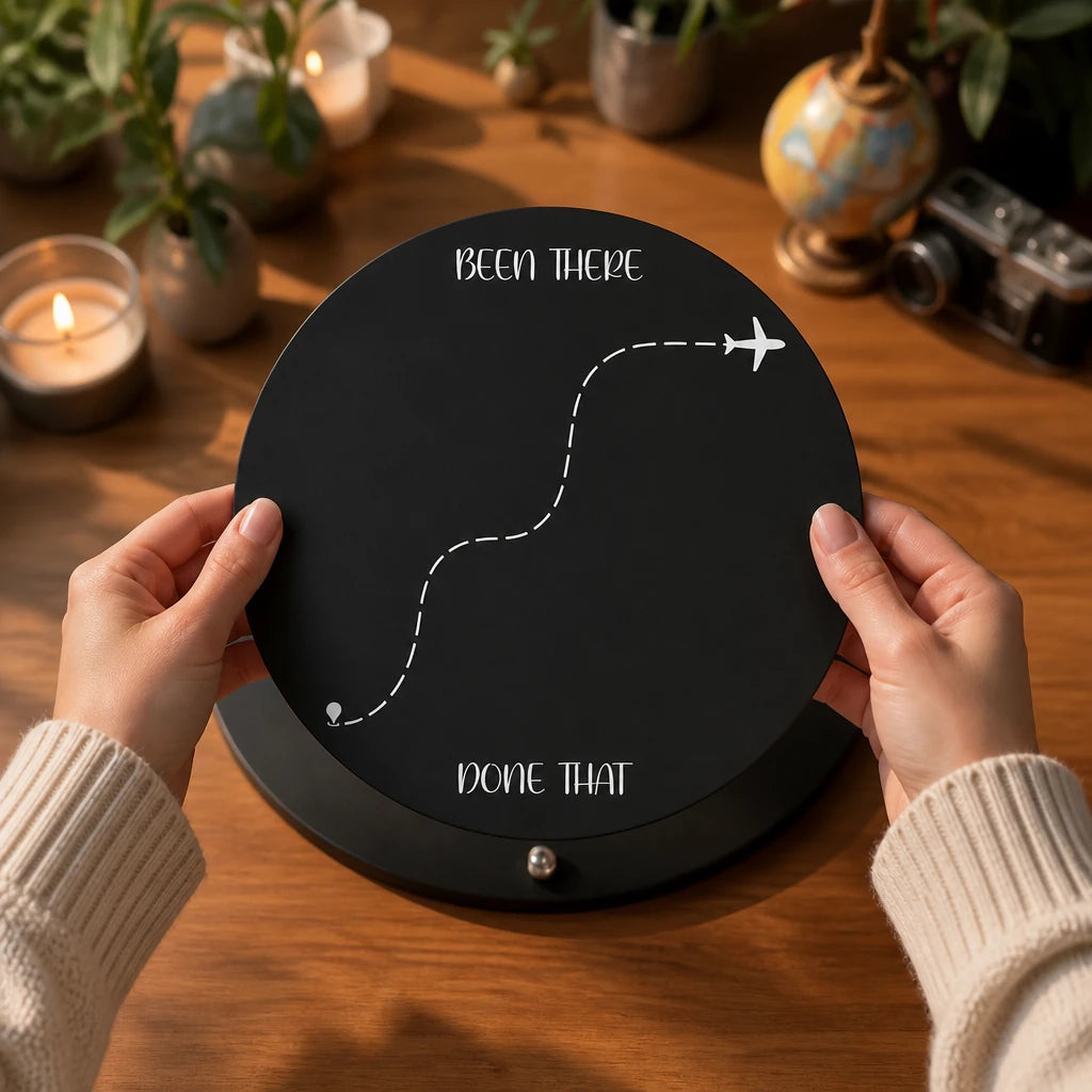 TripTale – Black Round Travel Magnet Display Board