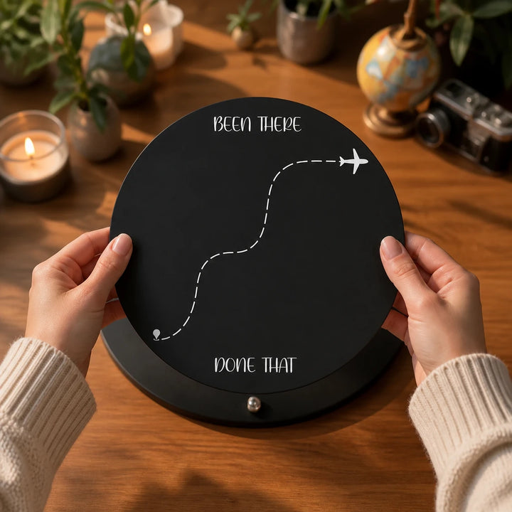 TripTale – Black Round Travel Magnet Display Board