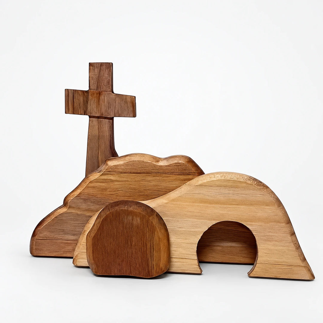 Resurrection Hearth – Wooden Cross And Empty Tomb Easter Display