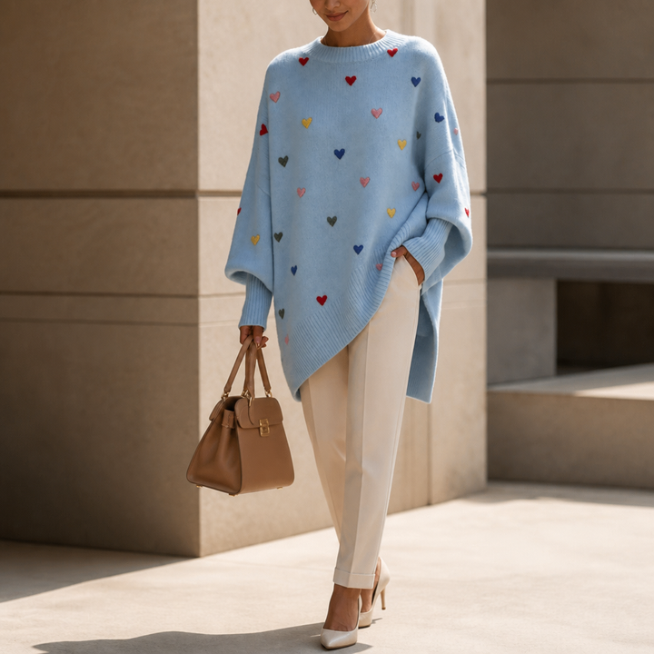 Heartwell – Colorful Heart Batwing Sweater