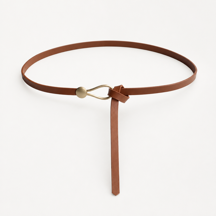 Wearbella – Sculptural Hook Buckle Slim Leather Belt