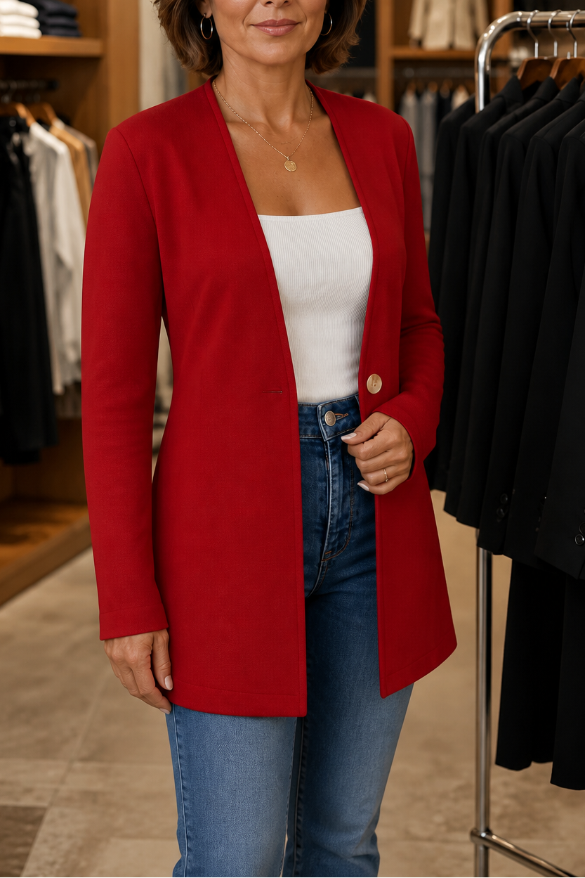 Linevalle – V-Neck Single-Button A-Line Blazer