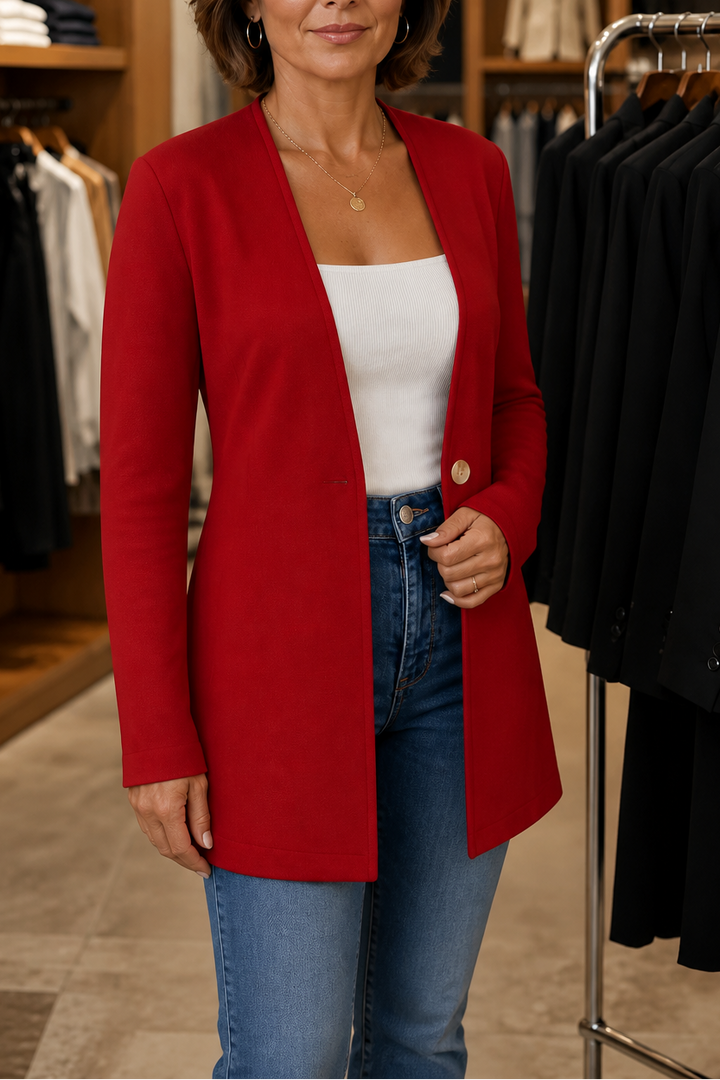 Linevalle – V-Neck Single-Button A-Line Blazer